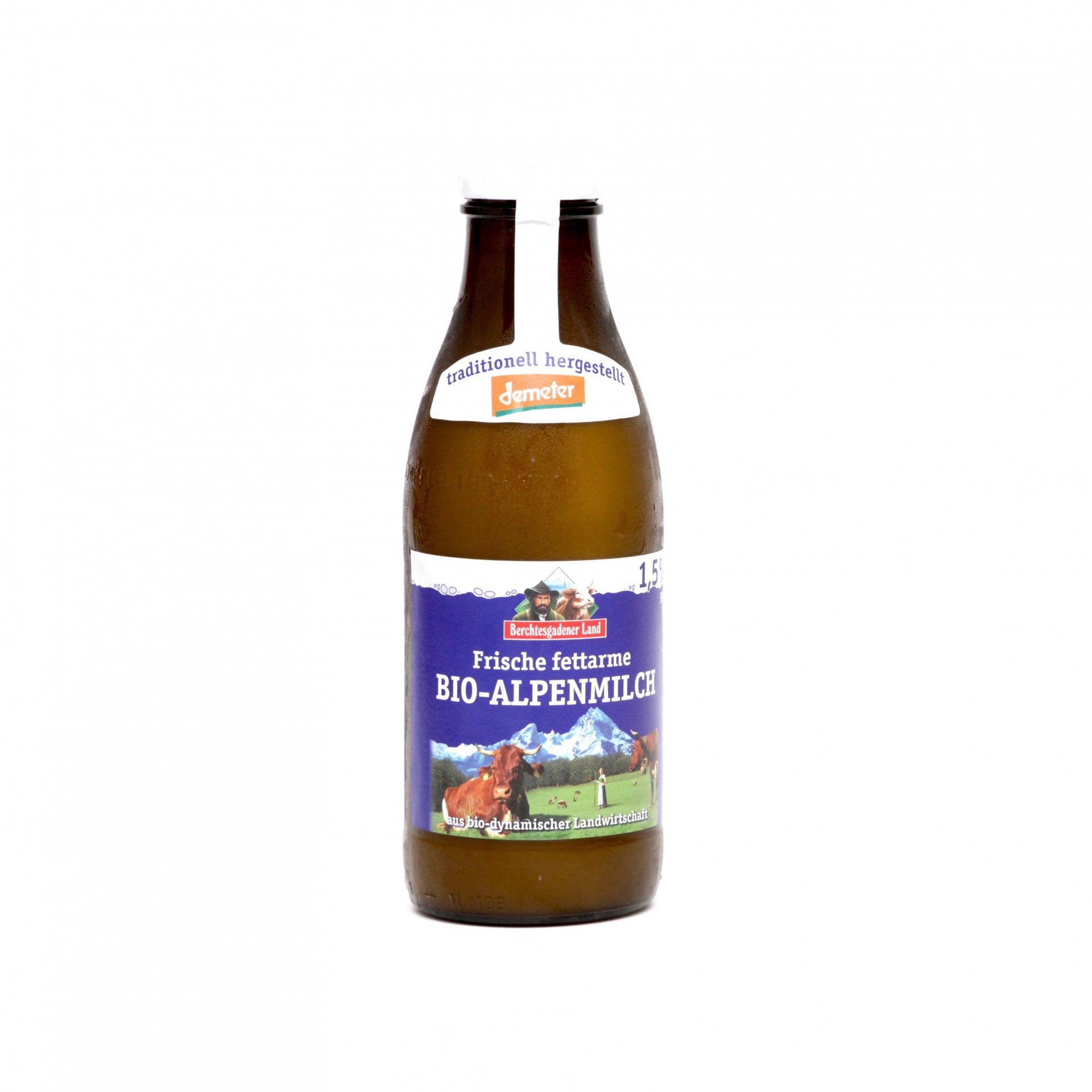 Alpské mlieko Demeter 1,5% fľaša 1l.