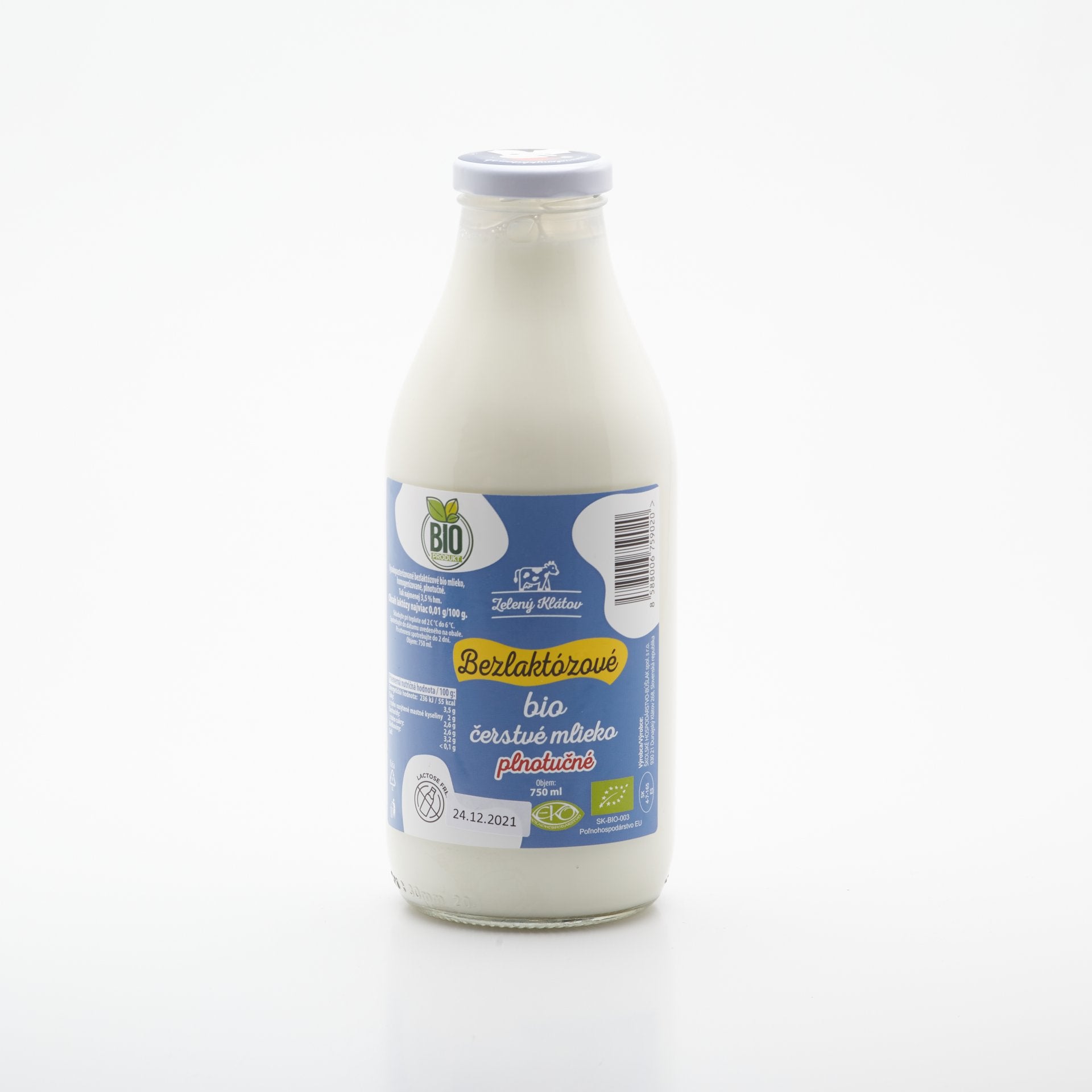 BIO Bezlaktózové plnotučné mlieko 750ml.