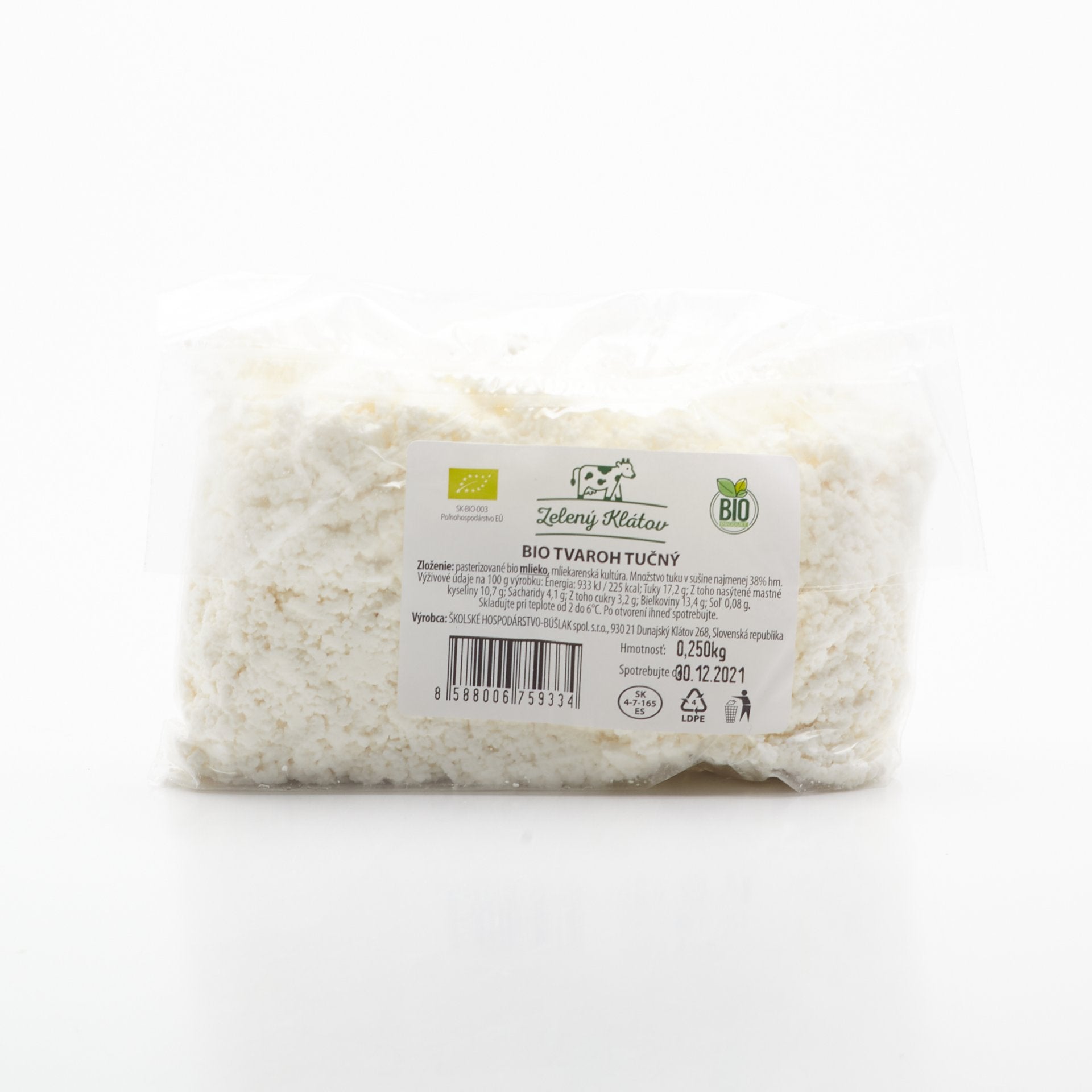 BIO tvaroh plnotučný 250g.