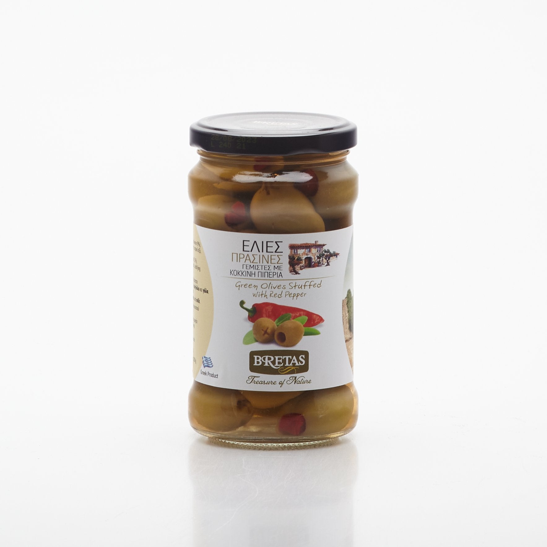 Grécke olivy plnené kápiou 290g.