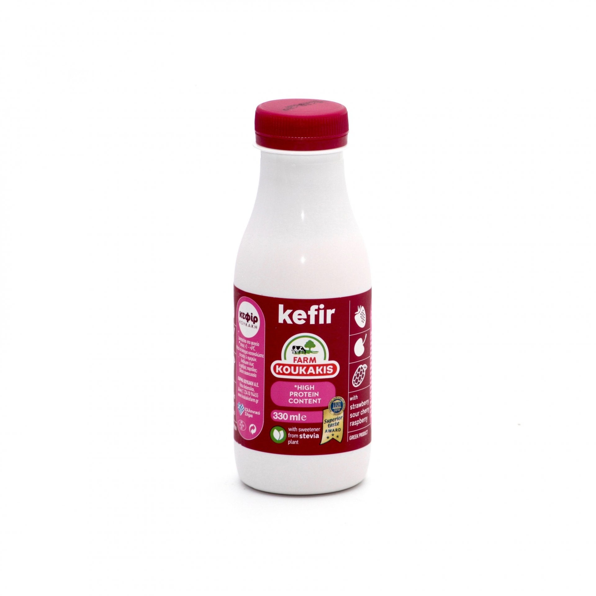 Grécky kefír s jahodou a malinami 330ml.